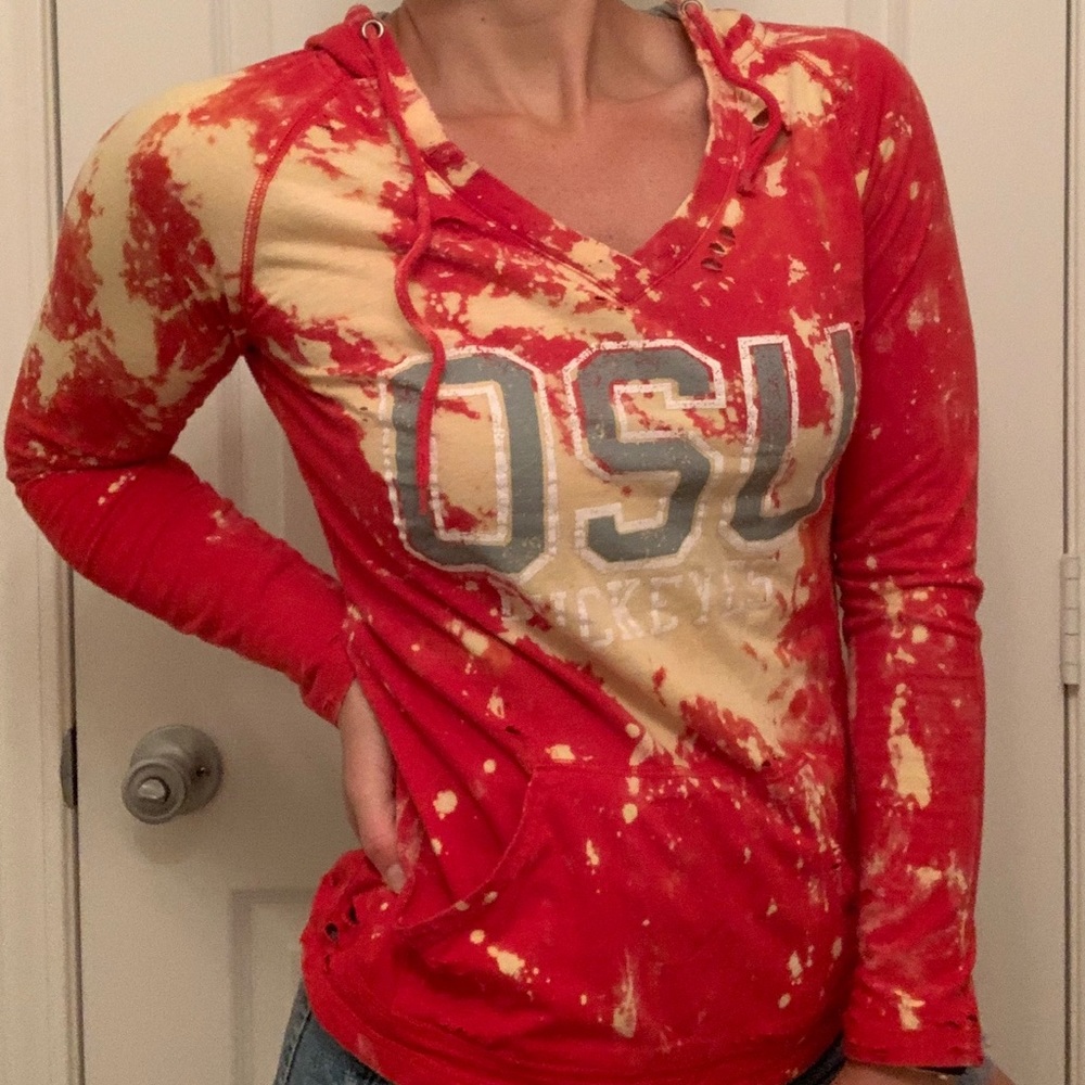 Custom-distressed Ohio State Buckeyes hoodie